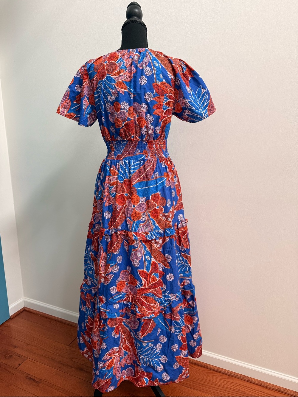 Sugarlips Amazonia Palmer Blue Floral Cotton Tiered Maxi Dress XS - Picture 5 of 12